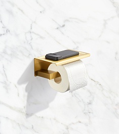 Milacio Держатель туалетной бумаги Ultra MCU.953.GD с полкой золото – фотография-3